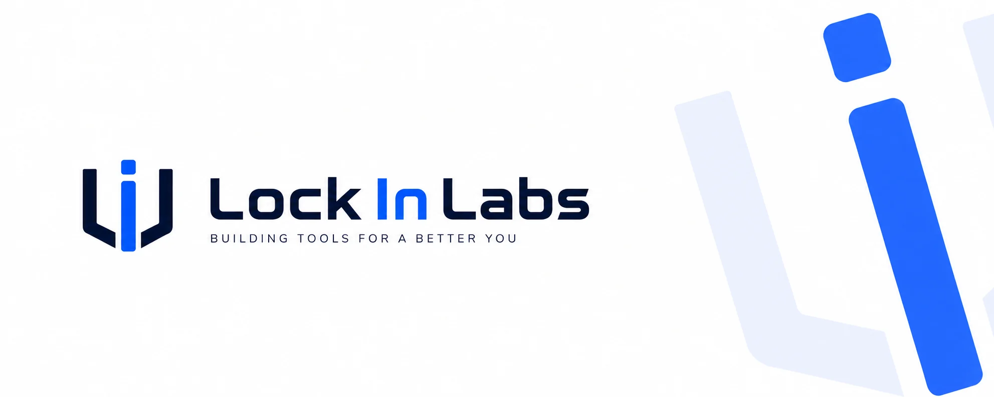 LockIn Labs logo and abstract blue brand artwork